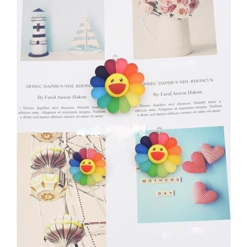 10pcs/pack Sun Shine 3D Flat Back Sun Flower Resin Charms Pendant Earring DIY Fashion Jewelry Accessories ACTIVE 23/28/36mm