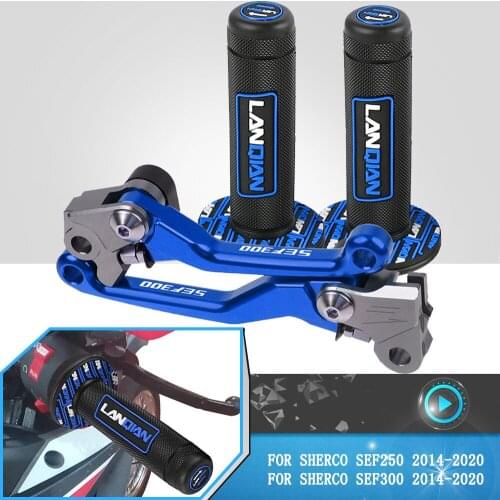 Motorcycle Foldable Dirt Pit Bike Clutch Brake Levers & Handle Grips For SHERCO SEF250 SEF300 2014 2015 2016 2017 2018 2019 2020