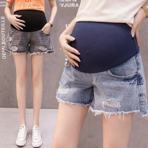 Spring Summer Maternity Short Pants Pregnancy Shorts Jeans Belly Lift Pants Shorts for Pregnant Women