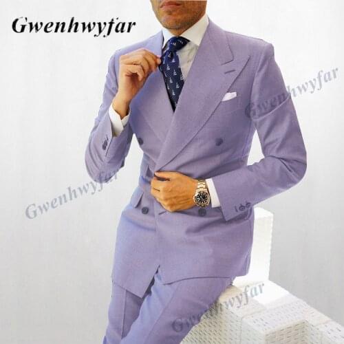 Gwenhwyfar High Quality Linen Suits Mens Peak Lapel Lilac/Baby Blue/Green/Red Groom Men Summer Autumn Wedding Suits Party Suit