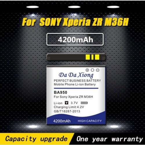 High quality 4200mAh BA950 Li-ion Phone Battery for Sony Ericsson Xperia ZR SO-04E M36h C5502 C5503 AB-0300 Phone battery