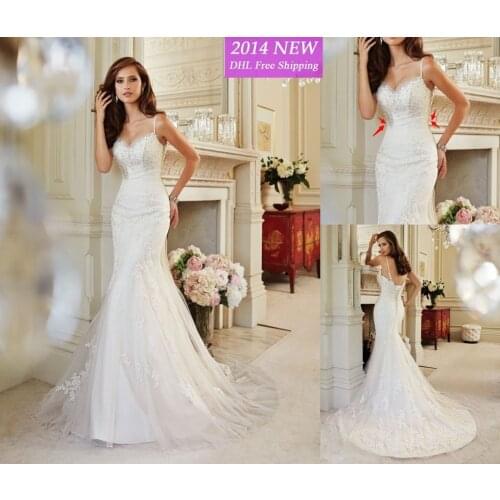 Wv-53 New Designer Sexy docinho com Crystal Beading e rendas apliques Tulle sereia vestidos de casamento 2019 Custom-made cor