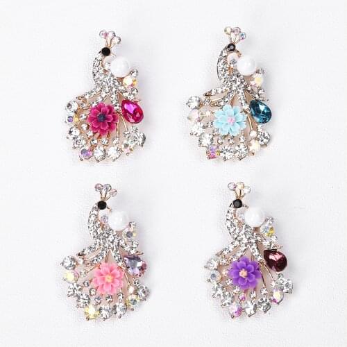 Rhinestone Crystal Colorful Flower Brooches For Women Men Wedding Bridal Party Round Bouquet Brooch Pin Clear