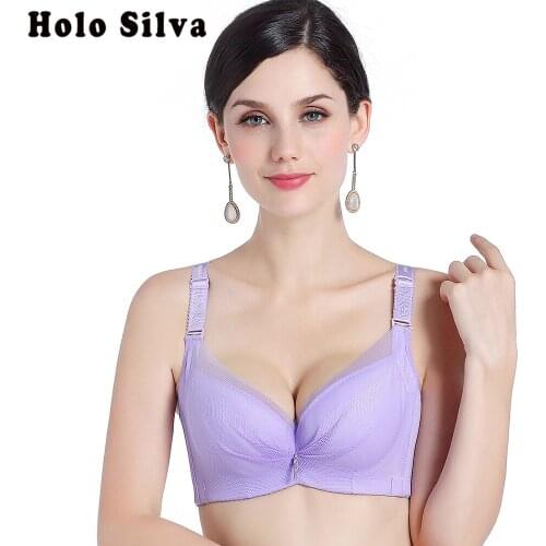 Newest Women sutian soutien gorge Sexy Bra Push Up Female lace brassiere 40B C cup small chest adjust bra Deep V-neck for women