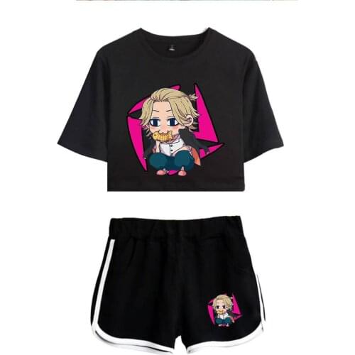 Tokyo Revengers Manjiro Sano Ken Ryuguji Summer Women Sets Sexy Short Tops+shorts Elastic Waist Suit Two Piece Set dames kleding