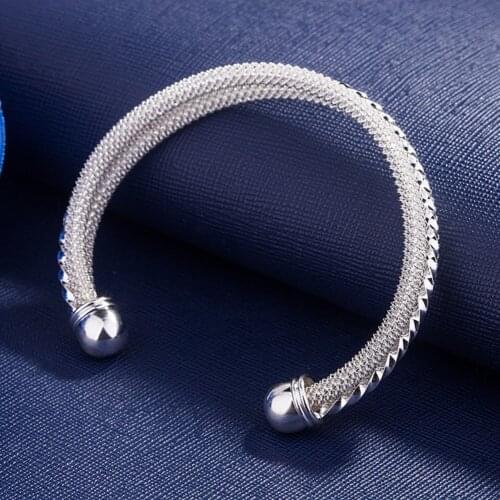 Hot 925 Sterling Silver fine Vintage bangles cuff Bracelets for Women Fashion Wedding Party Christmas Gifts luxury Jewelry