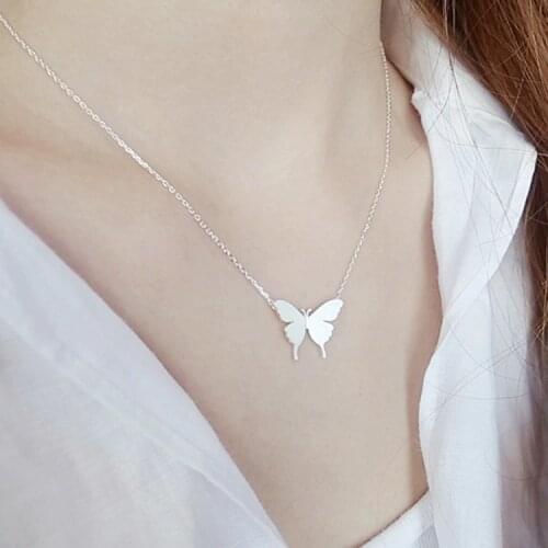 Collar Bijoux Fashion Jewelry Silver Color Butterfly Necklaces Pendants For Women Choker Necklaces Mujer Collares