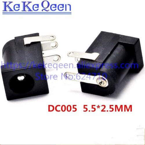 10pcs DC-005 Black White Yellow Purple DC Power Jack Socket Connector DC005 5.5*2.1mm 5.5*2.5mm 2.1 2.5 socket Round the needle