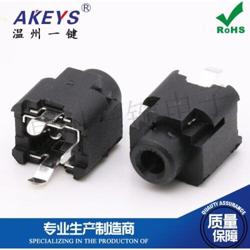 10pcs PJ-360Full plastic interface3.5mm headphone socket180 degree straight 3 feetBent foot vertical female seat