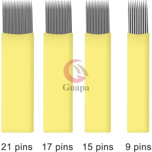 100 pcs Eyebrow Tattoo Needles Blades Microblading Shading Needles Double Row for Embroidery Pen Makeup Eyebrow Supplies