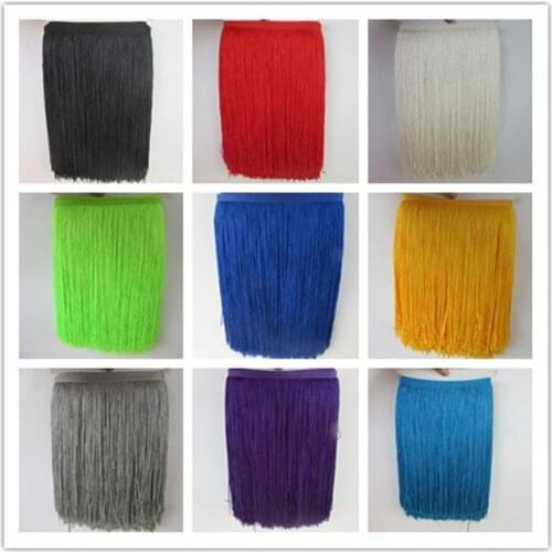 100 Yards 30CM Long Lace Fringe Trim Polyester Tassel Fringe Trimming For Diy Latin Dress Stage Clothes Accessories Lace Ribbon