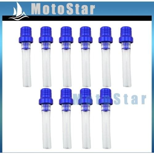 10x Motorcycle Blue Gas Petrol Fuel Tank Cover Cap Vent Valve Breather Hose Tube For Pit Dirt Bike