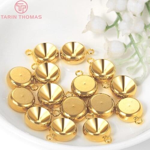 10PCS 10x13MM 12x15MM Hole 1.5MM 2MM 24K Gold Color Brass Beads Setting Charms Base Pendants Diy Jewelry Findings Accessories