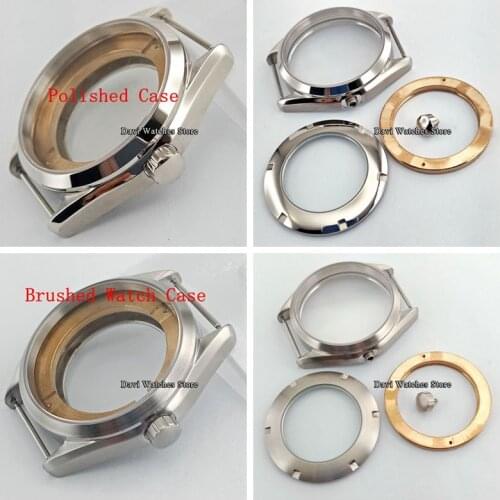 41mm Silver Polished/Brushed Watch Case Fit ETA 2836,Mingzhu/DG 2813/3804,Miyota 8205/8215 movement