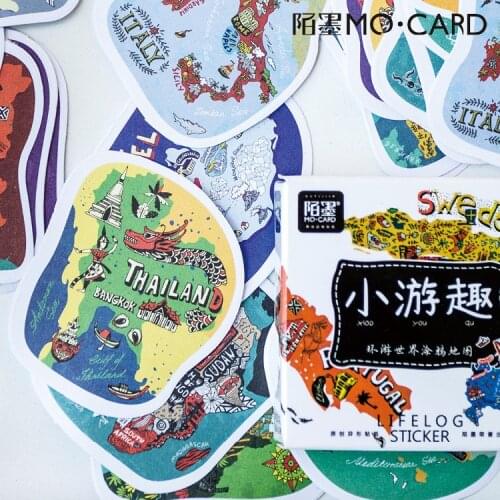 45 pcs/pack Travel maps around the world Label Stickers Decorative Stationery Stickers Scrapbooking DIY Diary Album Stick Label