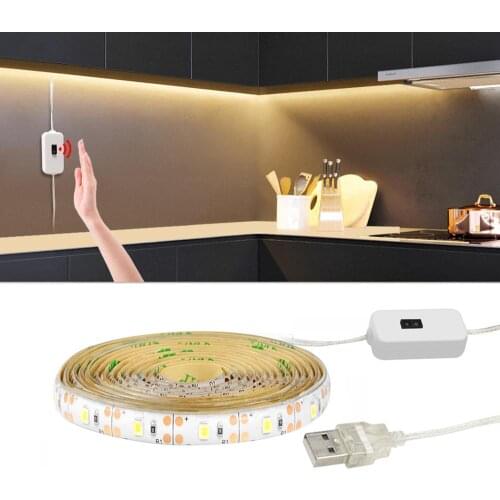 5m LED Light Indoor Home Lamp Hand Sweep Switch 5V USB Power LED Under Cabinet Kitchen Light Bedroom Wardrobe Closet Night Light