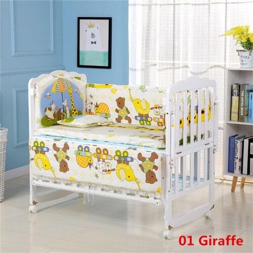 5Pcs/Set Cartoon Animated Crib Bed Bumper For Newborns 100%Cotton Comfortable Childrens Bed Protector Baby Washable Bedding Set