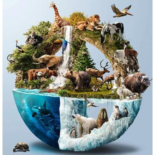 Diy 5d Full Diamond Painting Embroidery Animal Earth Animal Text Cross Stitch Square Round Drill Mosaic Decorative Art Hobby