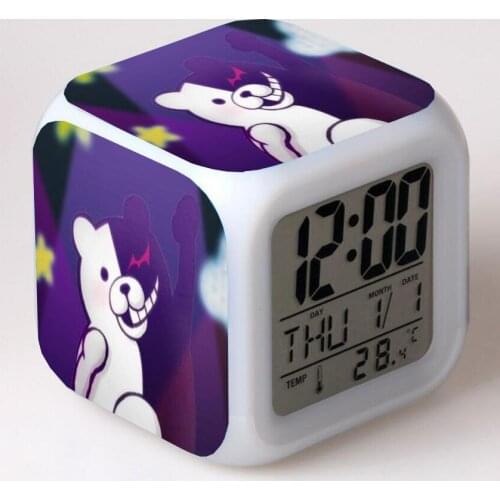 Anime Danganronpa Cartoon LED 7 Color Flash Digital Alarm Clocks Kids Night Light Bedroom Desk Clock despertador Alarm-Clock