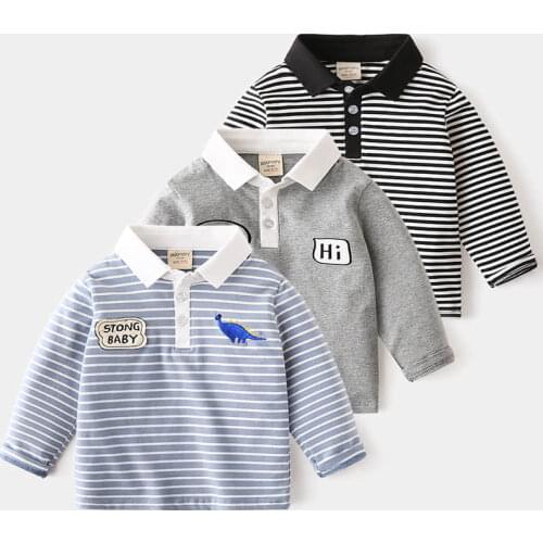 Childrens long sleeve T-shirt 2021 new Korean childrens wholesale boys' Polo Top spring and autumn baby stripe fashion