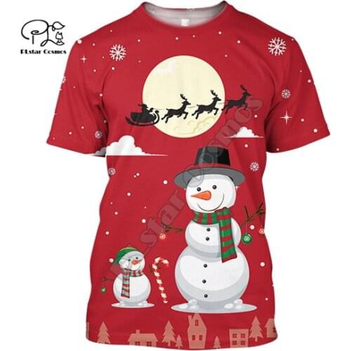 PLstar Cosmos Merry Christmas Santa Claus 3D Printed Summer T-Shirts Short-Sleeve Tee Men/Women Casual Streetwear Style-58