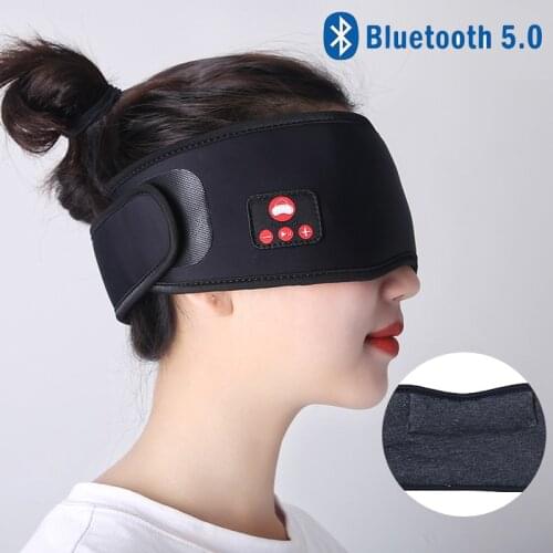 JINSERTA Sleep Headphone Bluetooth Sleep Mask Wireless Sleep Eye Mask Earphone Travel Eye Shades with Built-in Speakers Mic
