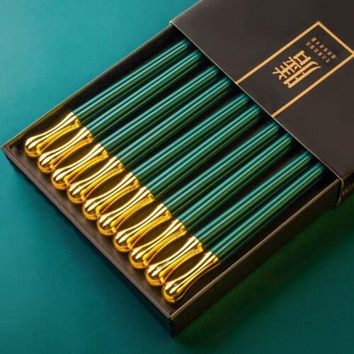 5 Pairs Chinese Japanese Chopsticks Stainless Steel Alloy Sushi Sticks For Eating Reusable Metal Korean Cooking Chopsticks Set