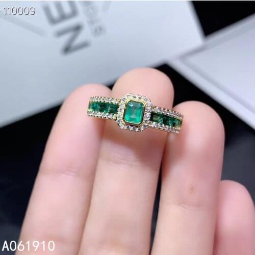 KJJEAXCMY boutique jewelry 925 sterling silver inlaid natural emerald gemstone female ring support detection trendy
