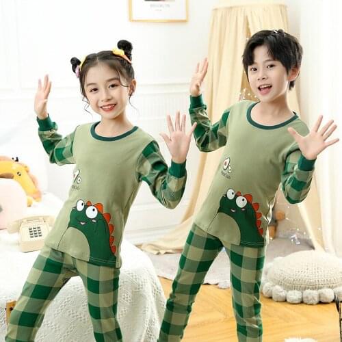 Childrens Clothing Sets Autumn Cartoon Pijama Nigtwear Suit Dinosaur Casusal Kids Boy Pajama Nightwear Sweet Girl Sets Homewear