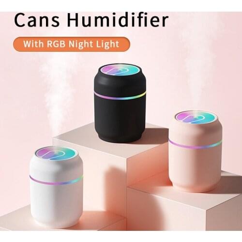 Creative Cans Humidifier Car Home Bedroom Usb Mini Office Desktop Silent Air Spray Diffuser with RGB Night Light Mist Maker