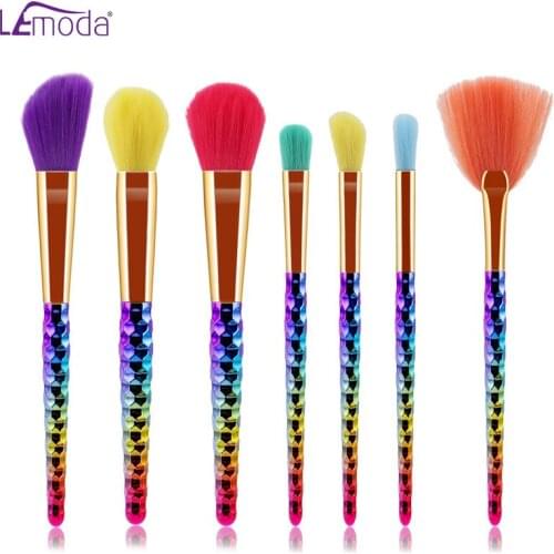 Lemoda 7/9Pcs Makeup Brush With Honeycomb Color Handle For Powder Eyeshadow Eyebrow Foundation Blush Blending Beauty Tools Kits