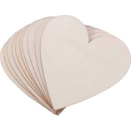 Lot of 10pcs 80mm Embellishment Blank Heart Shape Wood for Craft Wedding Decoration