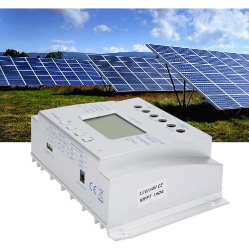 MPPT Solar Charge Controller MPPT Voltage Current LCD Display Battery Regulator Charger 12V24V60A