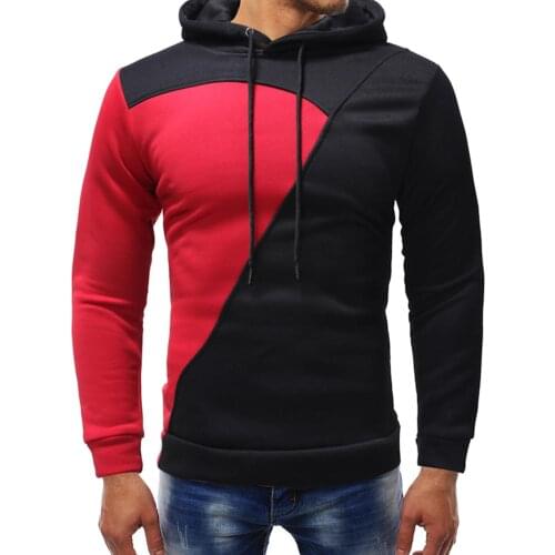 Men Winter Casual Slim-Fit Color Matching Hooded Hoodie Gyms Sports Pullover
