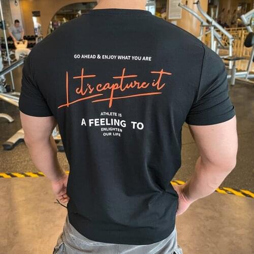 Letter Men Running T-Shirts, Quick Dry Sport T-Shirts, Athletic Fitness Gym Shirts,Breathable Camping Hiking Cycling Sportswear