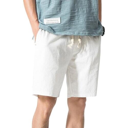 50% Hot Sales Men Shorts Solid Color Drawstring Summer Loose Mid Rise Pockets Shorts for Fitness
