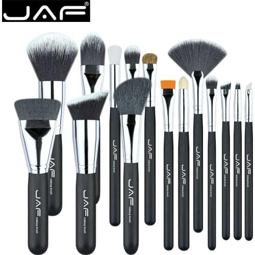 JAF 15 PCS Professional Makeup Brushes Natural and Synthetic Hair Make Up Brush Set Suitable for Traveling J1502SSY-B
