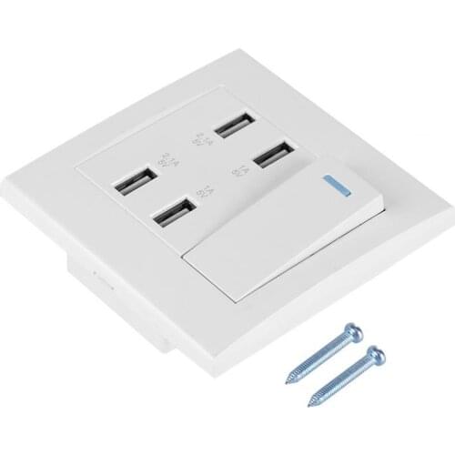 4 Switch Control 5V 2.1A/1A 4100mA USB Wall Mounted Power Socket Charger Outlet(220~250V) Electric Wall Charger Adapter