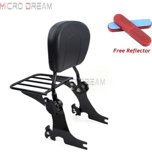Black Adjustable Backrest Sissy Bar w/ Luggage Rack For Harley Sportster 1200 Nightster Forty Eight SuperLow Iron 883 2004-Up