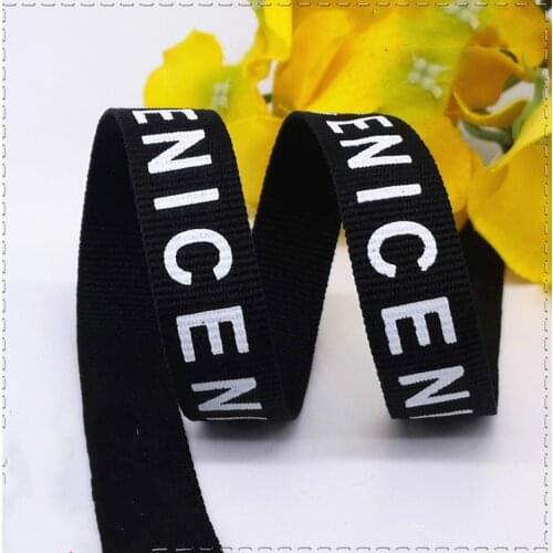 NEW 15MM Black Printed English letters "NICE" Grosgrain Ribbons Belt DIY handmade Sewing Clothing Supplementary material 1 meter