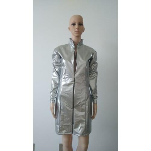 Novelty men Womens dress slim mid-length PVC Faux Leather Jumpsuit Bodysuit Cosplay Costumes Catsuit with Iron zipper