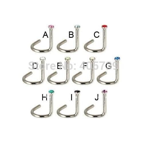 New Arrival Nose Stud Nose Ring Surgical Steel Screw Nose Ring 316L Fashion Body Piercing Jewelry 120pcs/lot 22G 20GAUGE