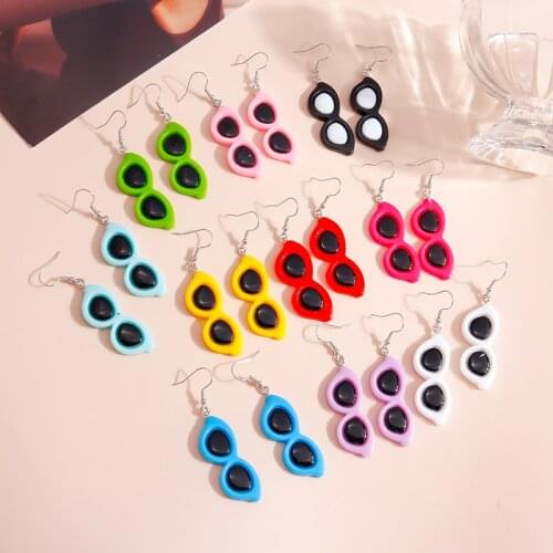 New Original Colorful Eyeglasses Earrings for Women Fashion Design Sunglasses Dangles Earrings 2021 Cool Girls Jewelry