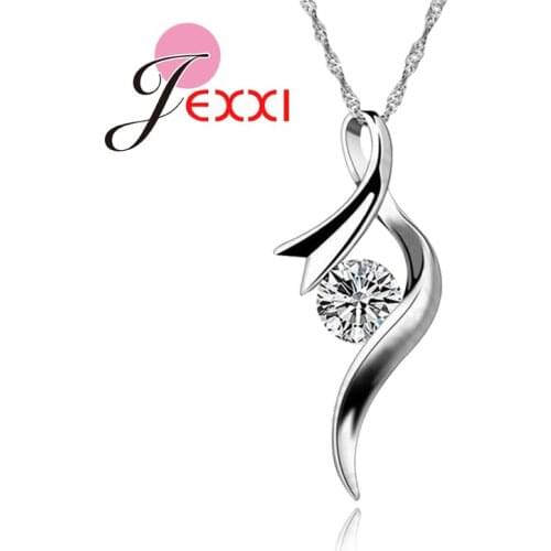 Big Discount Charm Vintage Zircon 925 Sterling Silver Necklaces & Pendants Jewelry Ribbon Shape for Women Wedding Jewelry