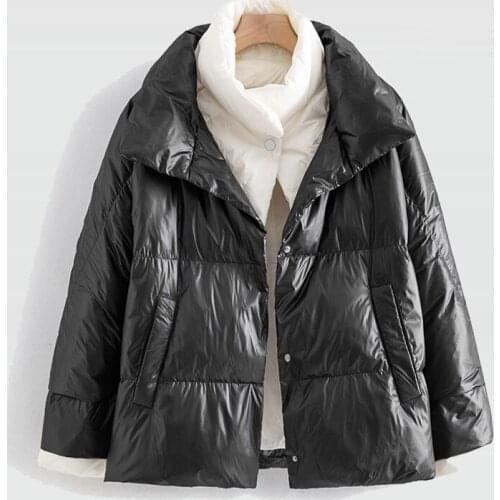 High End Fashion Winter Green Stitching Large Size Casual Fake Two Pieces Of Contrast Color Short Duck Down Coat Keep To Warm