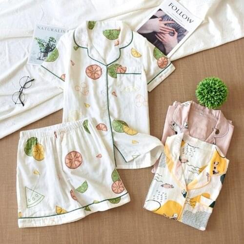 Spring summer cotton pijamas women new loose cute cartoon sleepwear students pajamas set short sleeve shorts two piece suit