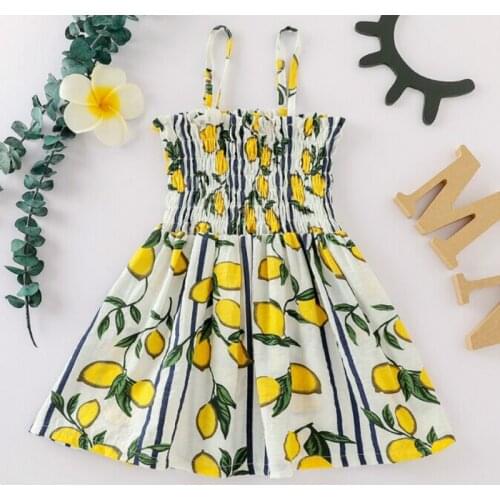 Girls Baby Draped Floral Print Sleeveless Dress Summer Cute Girls Children Kids Spaghetti Strap Dresses 2020 New 6M- 5years