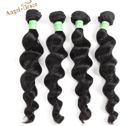 Peruvian Loose Wave Hair Bundles Deals 1/3/4 pcs/lot Angel Grace Hair Extensions 100% Remy Human Hair Weave Bundles 8-28 Inches