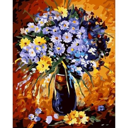 DIY Unframe Coloring By Numbers Flower Drawing On Canvas Handmade Gift Oil Painting By Numbers SunFlower Decor For Home