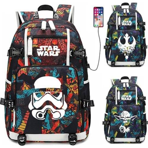 Star Wars Backpack USB Port Rucksack Bag Snake Pattern Students Teenagers School Bag Travel Laptop Capacity Mochilas